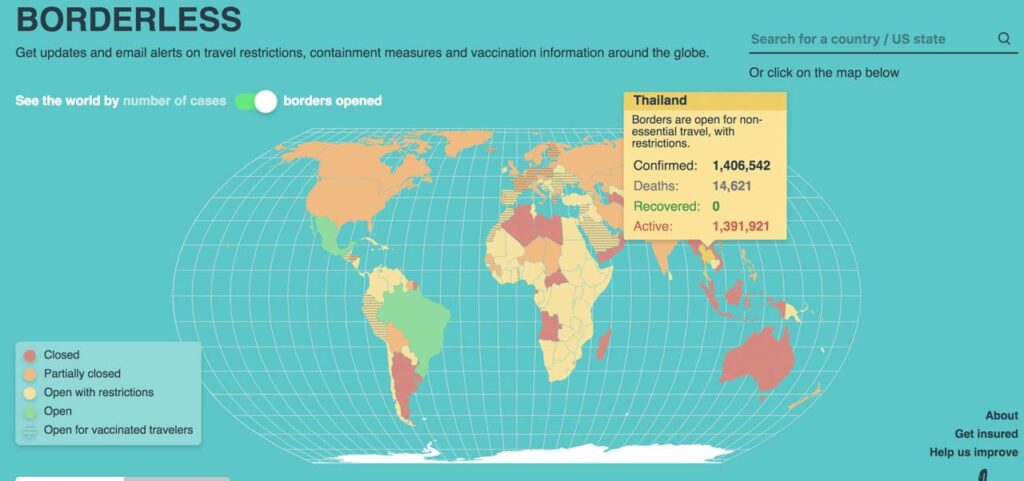 SafetyWing - mapa global com atualizações da covid-19 e pandemia coronavírus