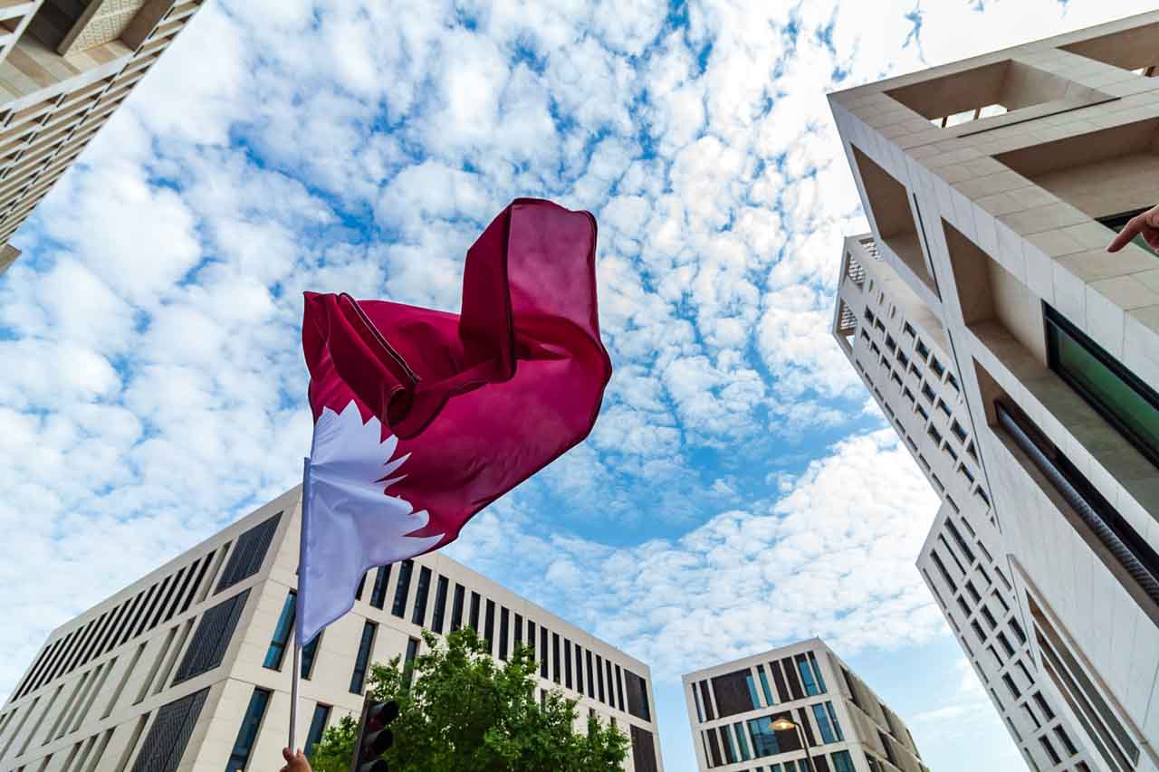 Msheireb Downtown Doha, Doha, Qatar flag - bandeira